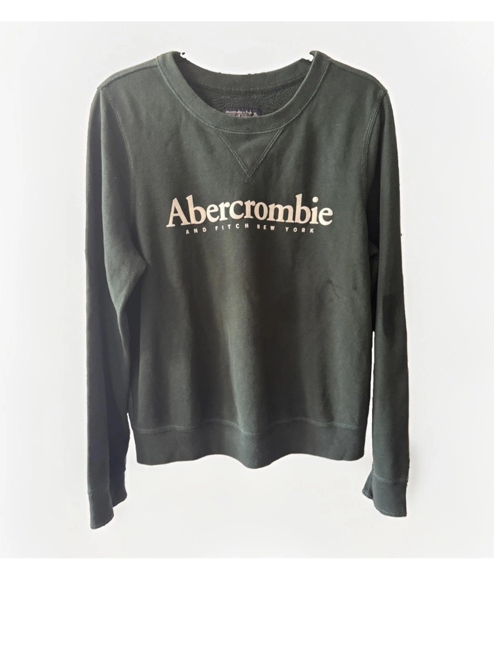 Abercrombie & Fitch Dark Green Crewneck Sweatshirt with White Logo